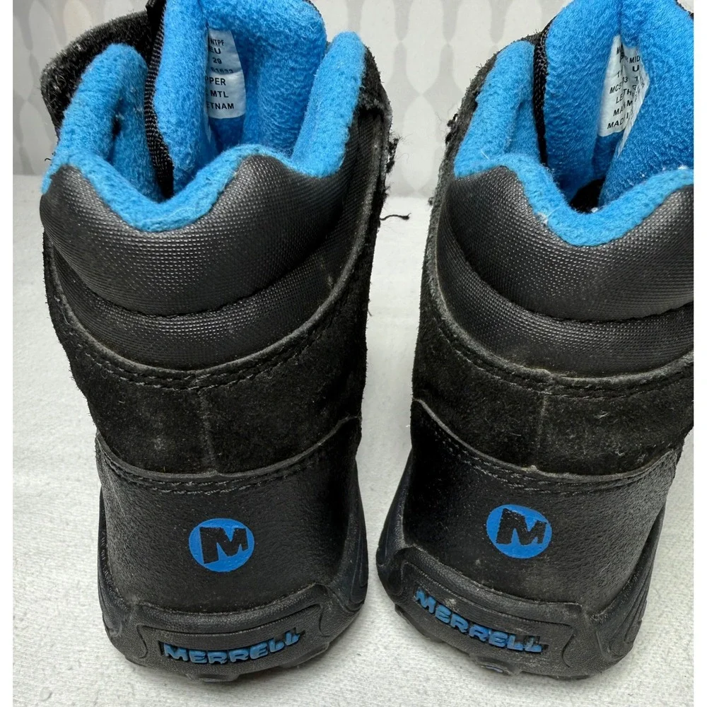 Merrell Kids Moab Polar Mid Strap 2.0 Waterproof Winter‎ Boots Black Blue 11M